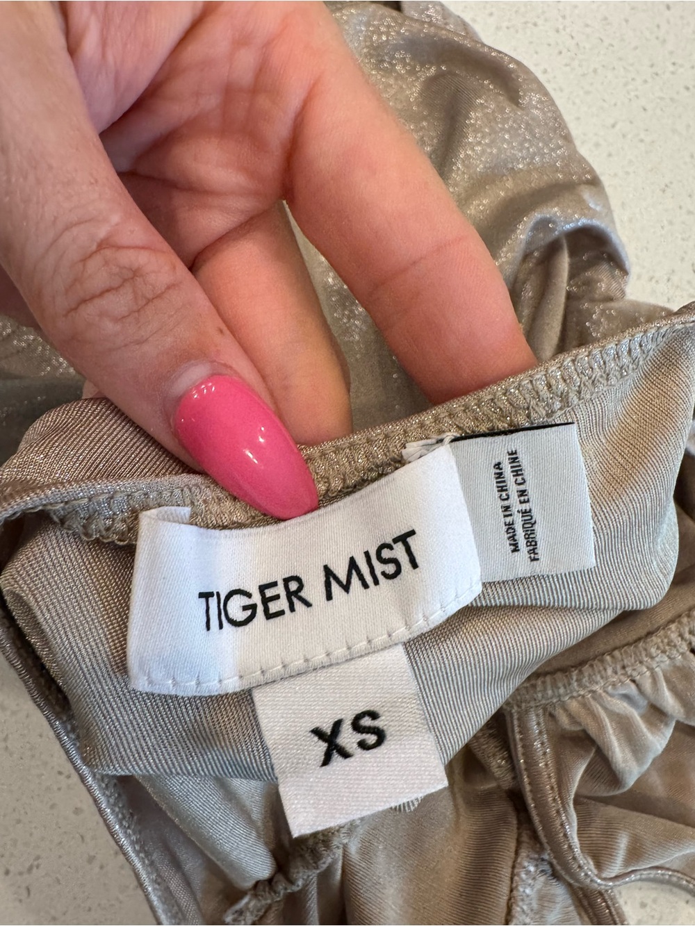 Tiger Mist Champange Ruched Crop Top | Metallic Bustier Size XS - Picture 8 of 9